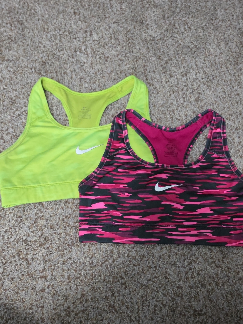 Nike Sports Bras - Neon Yellow & Pink Camo
